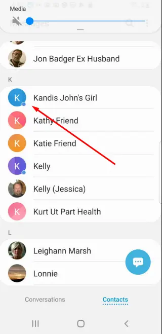 the blue dot mean on samsung contacts